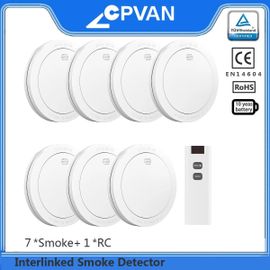 Détecteur de fumée interconnecté CPVAN, alarme de chaleur et détecteur d'alarme de monoxyde de carbone, batterie de 10 ans, alarme incendie sans fil certifiée Via-7smoke 1RC