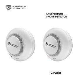 DFA WiFi TUYA détecteur de fumée intelligent haute sensibilité 80DB alarme incendie interconnectée sans fil capteur de sécurité à domicile pour salle de garage-Lndependent 2 Pack