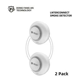 DFA WiFi TUYA détecteur de fumée intelligent haute sensibilité 80DB alarme incendie interconnectée sans fil capteur de sécurité à domicile pour salle de garage-Connectivity 2 Pack