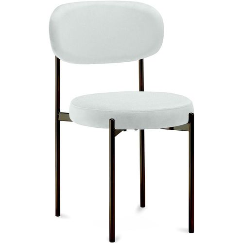 Chaise De Salle À Manger - Revêtue De Velours - Métal Noir - Martha Beige