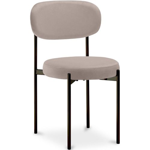 Chaise De Salle À Manger - Revêtue De Velours - Métal Noir - Martha Crème