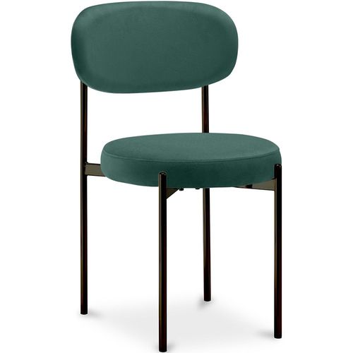 Chaise De Salle À Manger - Revêtue De Velours - Métal Noir - Martha Vert Foncé