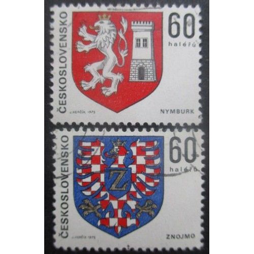 Tchecoslovaquie N°2097 Et 2098 Armoiries Oblitérés