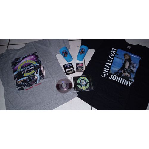 Johnny Hallyday Maxi Cd Desperados Hdc Harley Davidson Paris Et 2 Tee Shirt Et Goodies Du Club