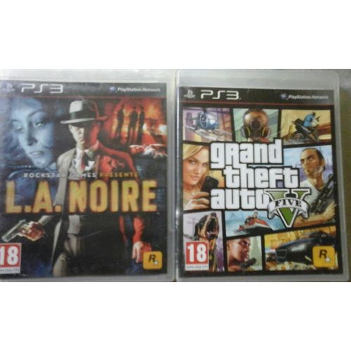 Lot Des 2 Jeux Ps3 De Mafia Sans Pitié (Logos Déconseillés Aux Moins De 18 Ans) : L.A. Noire Et Gta 5 Avec (Rare !!) Carte Papier Xxl Des Gangs. Boitiers+Jaquettes+Jeux