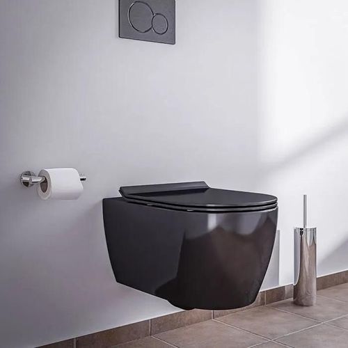 NANO NT2039 Suspended Hollow Bottom Toilet Seat without Flange - Black - Softclose Lid Included, Toilet Seat Seat: Extra Flat