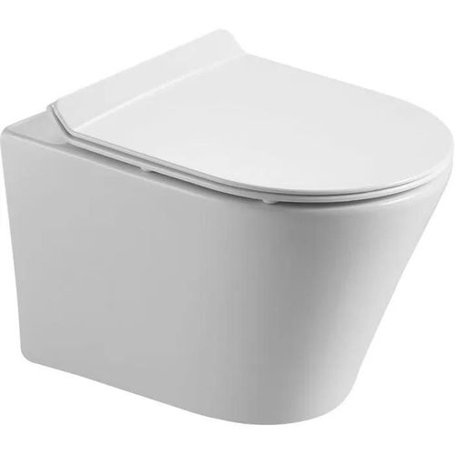 HOROW Rimfree Wall-Mounted Toilet Seat with Soft-Close Toilet Seat, Water Saving Length 48 cm White