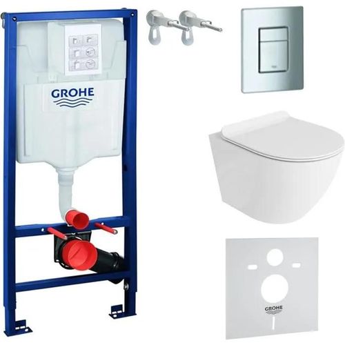 Grohe Rapid SL WC Wall Unit with Actuator Plate Lavita Wall Toilet without Flush System Toilet Seat with Soft-Close Soft-Close M