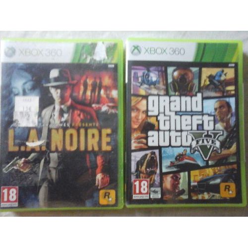 Lot Des 2 Jeux Xbox360 De Mafia Sans Pitié (Logos Déconseillés Aux Moins De 18 Ans) : L.A. Noire Et Gta 5 Avec (Rare !) Carte Papier Xxl Des Gangs. Boitiers+Jaquettes+Jeux
