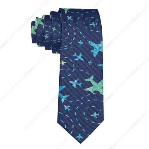Destination Avions Route Routes Bleu Abstrait Hommes Cravate Cravates Pour Hommes Fête De Mariage Travail Décontracté Vacances