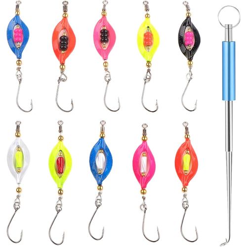 Kyaoayo-Lot De 10 Cuillère De Peche Truite Cuillères À Truite Spoons Actives Uv Et Phosphorescentes 3 G 4 G Hameçon Simple Avec Décrocheur D'hameçons De Pêche Kit De Leurres Pour Truite, Pêche, Truit