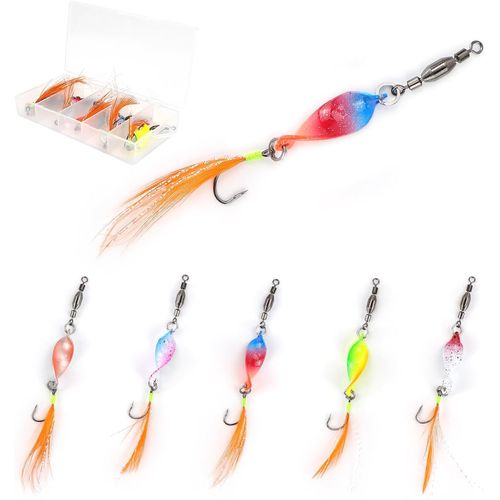 Kyaoayo-Twist Spoons Lot De 5 Accessoires De Pêche À La Truite Avec Rolling Swivels 3 G | Spoons Kit Truite Spoon Set Truite Cuiller Cuiller Truite Clignotant Pêche Truite
