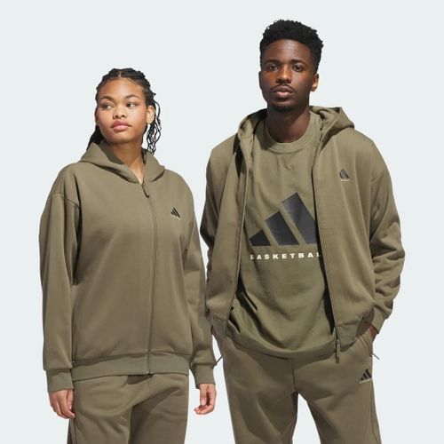 Sweat-Shirt À Capuche Avec Zip Sur Toute La Longueur Adidas Basketball (Non Genré) Adidas - Olive Strata - 2xl