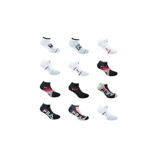 Lot De 12 Paires De Chaussettes Courtes Fila Lowcut Noir Et Blanc 39