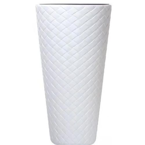 Pot De Fleurs 57 L Avec Insert Imitation Rotin Blanc Matuba Slim Dpmt400