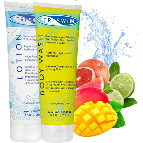 Kathlelxh-Ensemble De Soins Corporels Anti-Chlore Pour Nageurs, Nettoyant Et Lotion Pour Le Corps Après La Baignade, Gel Douche Pour Nageurs Et Hy Atant Corporel Pour Peau Sèche - 2x251 Ml[H748] 