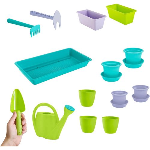 Kit de jardinage,Kit d'outils de jardinage pour enfants,24 pièces|Kit de jardinage,pots de fleurs et outils de jardinage|Jardin pour enfants,à partir de 3 ans