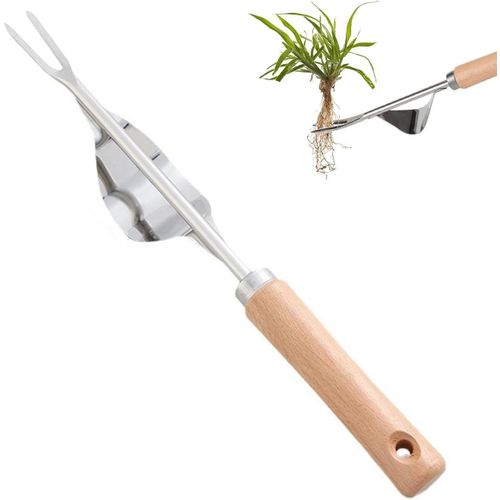 Jardinière Manuelle,Désherbeur Manuel,Outil Gouge De Désherbage En Acier Inoxydable,Outil Gouge De Désherbage En Acier Inoxydable,Avec Poignée Bois Pelle,Désherbeur De Mauvaises Herbes