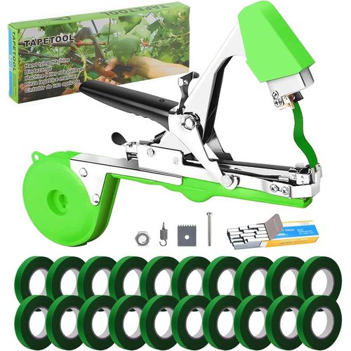 Machine À Taper Nouer Branches,Pince à Lier pour Vigne Attaches Plantes Jardin Outillage De Jardin avec 20 Rouleaux de Ruban Adhésif pour Tomates Vignobles Arbres Fruitiers Légumes Fleurs Plantes
