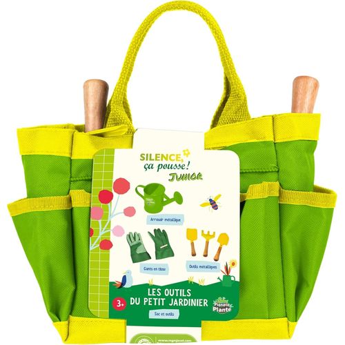 Sac De Jardinage 6 Pieces-Silence ça pouse-170629SP-Métal-Jardin-Nature-Plante-Fleurs-Pelle-Rateau-Arrosoir-Gant-Jeu Pour Enfant-À Partir de 3 ans