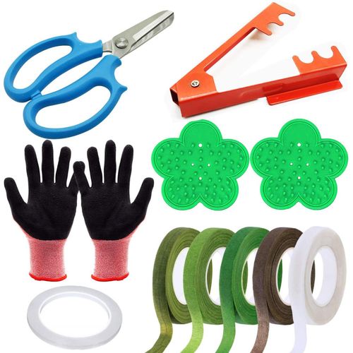 11 PCS Arrangement de Fleurs Roses,Sécateur à Jardin,Décapant à Roses en Plastique,Dissolvant D'épines en Metal,Fleuriste Ruban et Gants pour L'arrangement de Fleurs de Jardinage