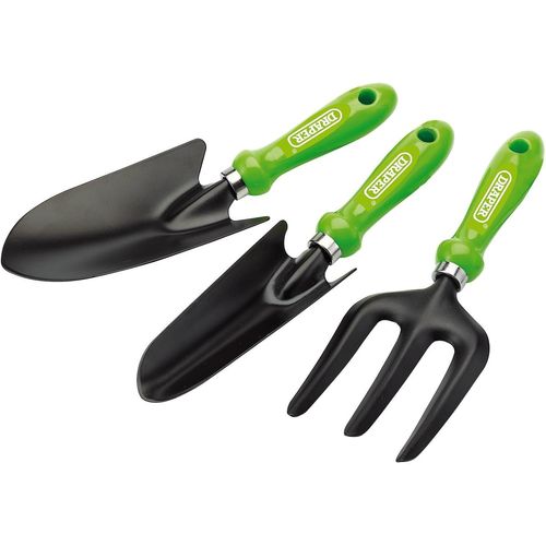 Lot de 3 Outils à Main en Acier au Carbone Fourche,truelle et truelle de Transplantation,Vert