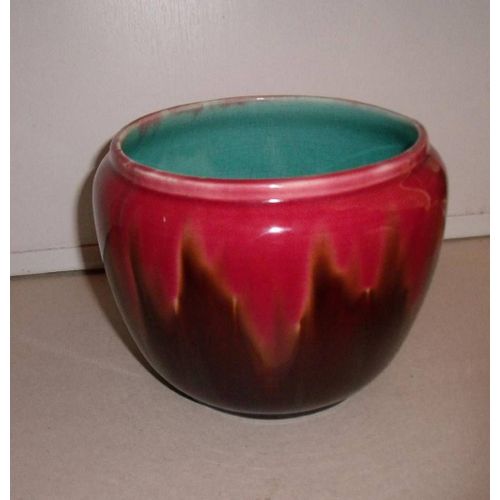 Cache-Pot ancien - ORCHIES France - rose / brun / vert jade - Faïence - Terre Cuite Vernissée - Art Déco années 20 / 30 - cache pot - vase - vintage