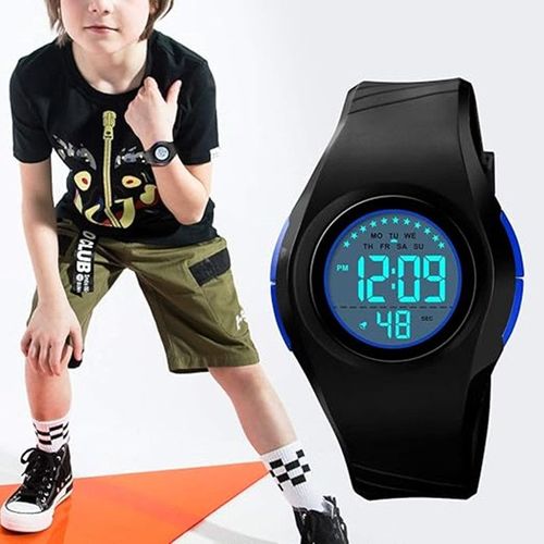 Montre Enfant Garçon Adolescent Digitale Outdoor Sport Multifonction Étanche Led Lumière Alarme Calendrier Date Avec Bande De Silicone
