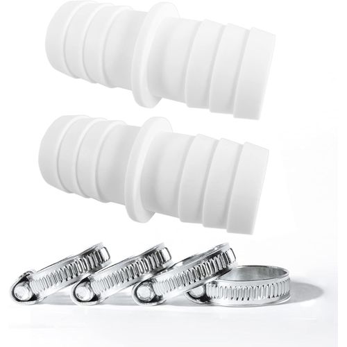 Norma Lot de 2 raccords de tuyau Ø 32 mm pour piscine + 4 colliers de serrage universels en acier inoxydable 1 1/4""-Double embout de tuyau