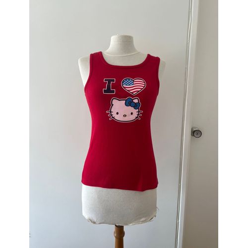 Débardeur I Love Hello Kitty Rouge Sanrio Hello /Tank Top Red Vintage