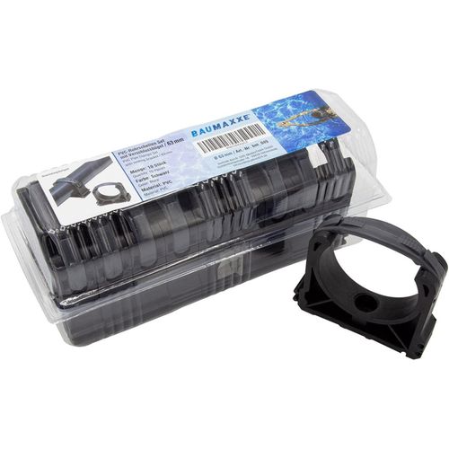 Set de colliers de fixation en PVC I 63 mm I plastique I 10 pièces I accessoires de piscine I collier de fixation avec clip de fermeture I support de tuyau I pour tuyau PVC de 63 mm adapté I bm049