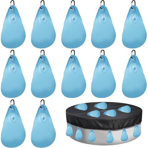 12 Pièces Sacs d'eau Lourds pour Couverture de Piscine,Poids pour Abris de Piscine Enterrés avec Crochets,Accessoires Sac de Suspension pour Couverture de Piscine 25 x 30cm