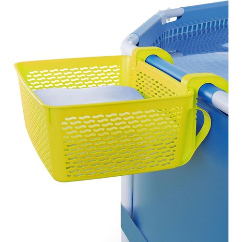 Panier de rangement pour piscine,jaune|18.7 L|Panier de piscine en plastique recyclé|Accessoire de piscine|Panier de rangement et porte-boissons pour piscine