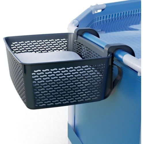 Panier de Rangement pour Piscine,Gris|18.7 L|Panier de Piscine en Plastique recyclé|Accessoire de Piscine|Panier de Rangement et Porte-Boissons pour Piscine