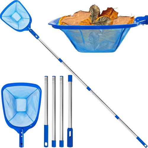 Épuisette Piscine 200 cm,Epuisette Piscine Fond avec Manche Télescopique,Kit Nettoyage Piscine Maille Réglable,Nettoyage Piscine pour Piscines,Fontaine,Étang