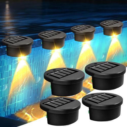 Lot de 4 lampes solaires flottantes pour piscine-Éclairage LED-Éclairage de bassin étanche-Pour piscines enterrées et piscines enterrées-Accessoire de piscine-Décoration extérieure (lumière