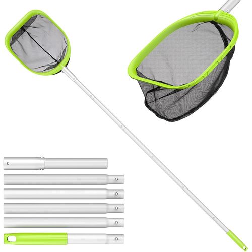 185cm épuisettes de Surface pour Piscine,Filets de Fond de Piscine avec percher Stable en Aluminium de 1,5M,épuisette 20cm de Profonde avec percher 6 pièces pour Piscine,Spa,Source Chaude
