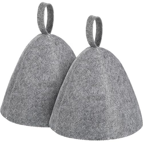 Lot De 2 Chapeaux De Sauna,Bonnet De Bain À Vapeur,Bonnet En Laine Pour Sauna,Bonnet De Sauna Pour Femme,Bonnet Banja Russe Pour Homme Et Femme,Accessoires De Bain (Gris) 