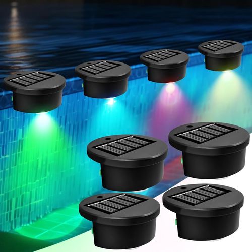 Lot de 4 lampes solaires flottantes pour piscine-Éclairage LED-Éclairage de bassin étanche-Pour piscines enterrées et piscines enterrées-Accessoires de piscine-Décoration extérieure (lumière.[S28]