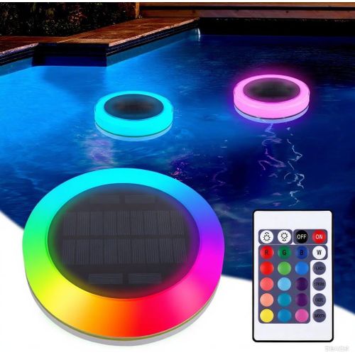 Lumiere Piscine Flottante avec Télécommande,Lampe Piscines Etanche IP68,Lampe Piscine Flottante Étanche,Éclairage Piscine Submersible Coloré,Lumière Baignoire pour Bain,Spa (A)