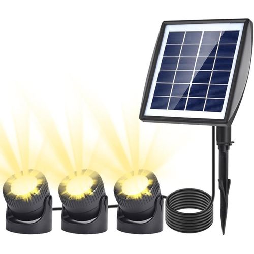 Lampes Solaires De Bassin,6v/2w Panneau Solaire Polycristallin Projecteur Piscine Eclairage Exterieur Solaire Avec 1w 3 Lampes,Spot Solaire Ip68 Étanche For Bassin De Jardin