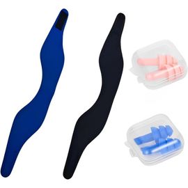 Paquet de 2 bandeaux de natation,bandeaux de natation et bouchons d'oreille,sangles de bain élastiques imperméables pour la plongée,les piscines,les douches et les sports nautiques