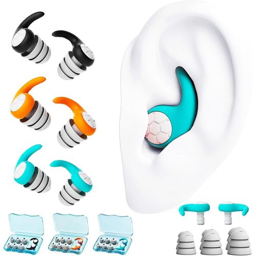 Bouchon Oreille Piscine S | Imperméables Ipx8 | Lot De 3 (Noir/Orange/Turquoise)3 Ensembles,Chacun Dans La Taille (S/M/L) | Pour Surf,Piscine & Sports Nautiques | Confort Étanche