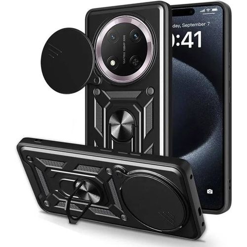 Coque Pour Honor Magic 7 Lite / Honor X9c - Etui Housse Anneau Aimant Protection Camera Antichoc Noir