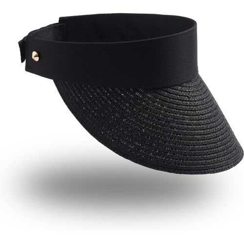 Visière Soleil Femme À Bord Large Réglable Protection Uv Pliable En Paille Pour Queue De Cheval.[Z1136]