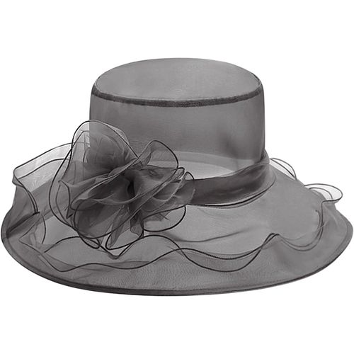Femme Chapeau De Soleil À Large Bord Chapeau De Voyage Rétro Avec Décoration De Fleur Taille 60 Cm