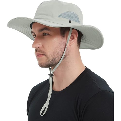 Chapeau Homme Soleil Été Chapeaux De Randonnée Femme Anti Uv Parasol Aventurier Safari Chapeau De Brousse Militaire Paille Cowboy Boonie Hat Peche.[Z1249]