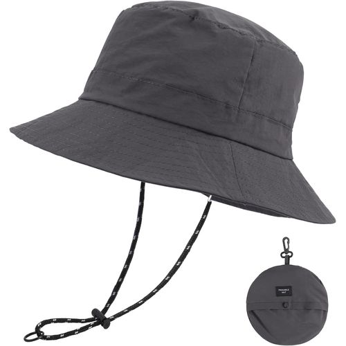 Chapeau Soleil Homme Femme Outdoor Anti Uv Bucket Hat De Voyage Safari Casquette Avec Sangle De Protection Du Cou.[Z1132]