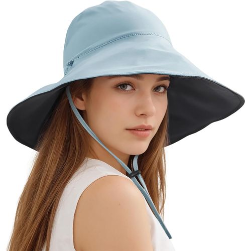 Chapeau De Soleil Réversible Pour Femme,Chapeau Anti-Uv À Large Bord,Chapeau Jardinier Pliable À Ourlet Roulé,Chapeau De Seau Pour La Plage,La Pêche,La Randonnée.[Z934]