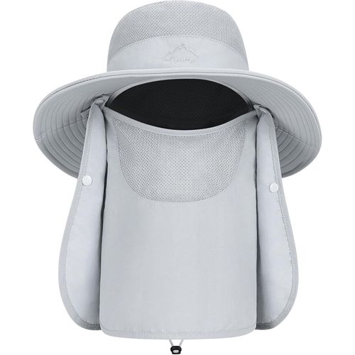 Chapeau De Soleil Avec Protection Cou Visage Détachable,Chapeaux De Pêche De Upf 50+,Camping Randonnée Marche Voyage Casquettes Chapeaux De Pliable Chapeau Bucket-Sangle De Menton Réglable.[Z43]